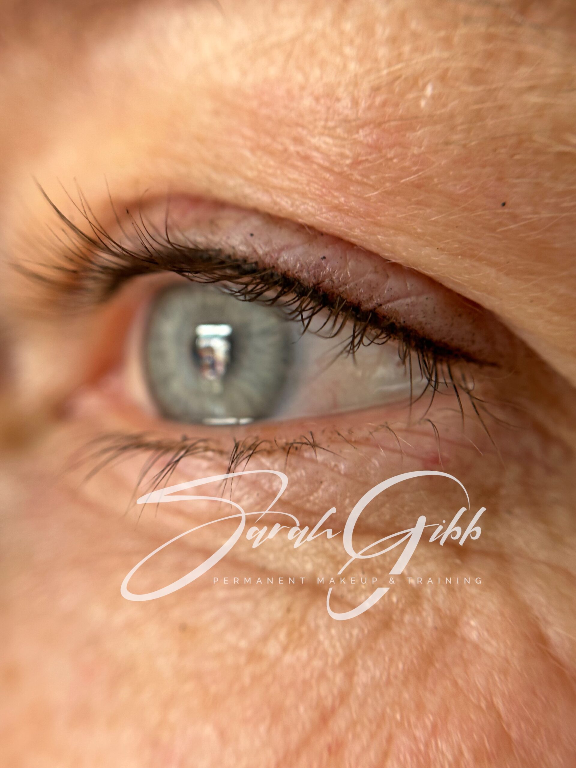Permanent Makeup for Eyes. Upper Eyeliner Tattoo. Lash Enhancement. Sarah Gibb